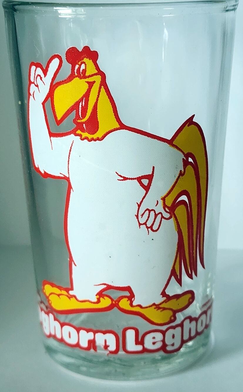 Vintage 1976 Warner Bros FOGHORN LEGHORN 6oz Juice Glass Porky On Bottom READ